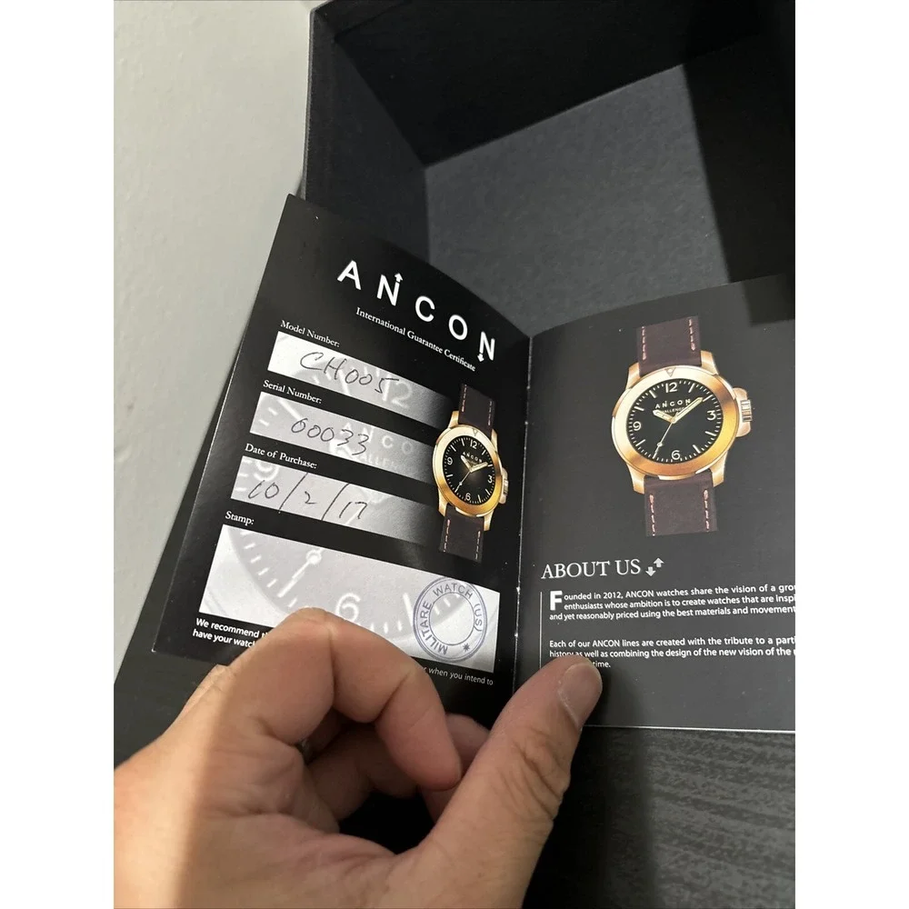 Vintage ANCON 3x Black empty watch box only (no watch) with manuals *READ*